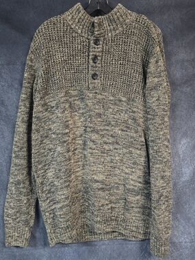 Men's Marled Zip-Up Mock Neck Sweater - Brown